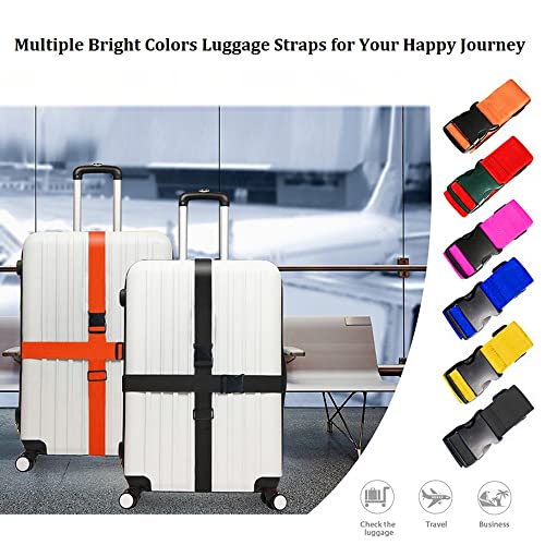 2 Pack Suitcase Straps, Bright Color Adjustable Luggage Belts, TSA Approved (Black) - color: Black