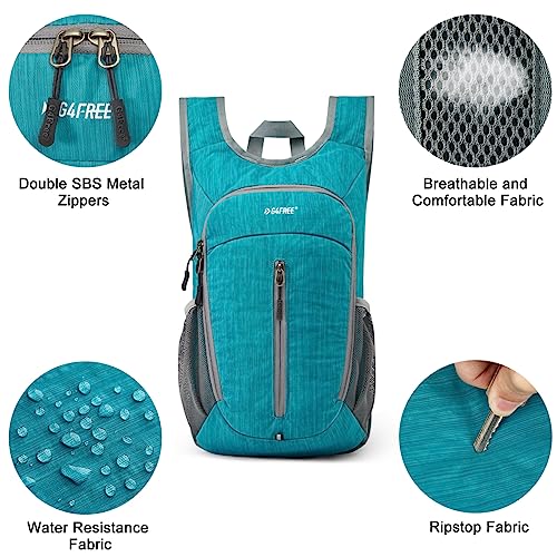 G4Free 10L Hiking Backpack Small Travel Hiking Daypack Lightweight Packable Backpack Casual Foldable Shoulder Bag - color: Peacock Blue