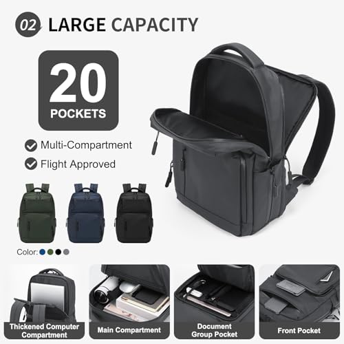 20L 15.6 Inch Laptop Backpack Anti Theft Flight Approved Gray - color: Gray