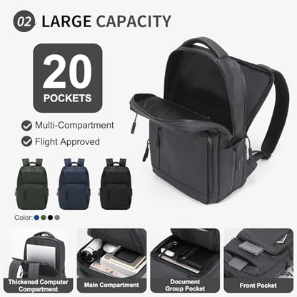 20L 15.6 Inch Laptop Backpack Anti Theft Flight Approved Gray - color: Gray