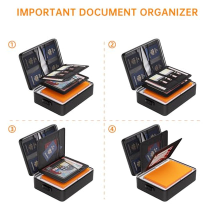DocSafe 5200°F Fireproof Document Organizer Box with Lock, Heat Insulated - color: Black, size: 15"x11"x4.1"