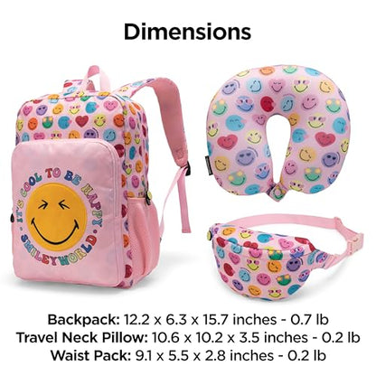 SMILEYWORLD Cool to be Happy 18" Carry-on Suitcase Set, 5-Piece - color: Cool to be Happy, size: 5-Piece Set