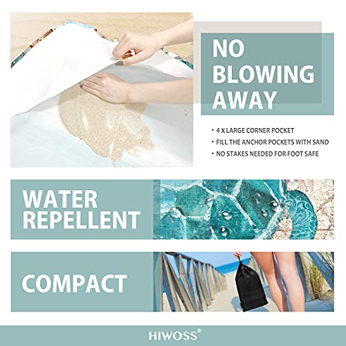Beach Blanket Waterproof Sandproof Large with Sand Pockets Carry Bag - color: Seaturtle