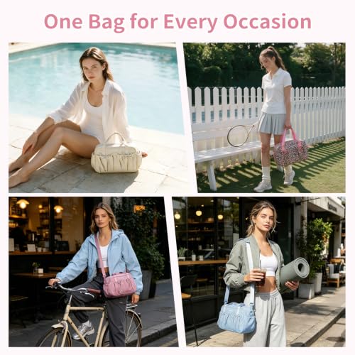 ECOHUB Small Gym Bag for Women, Mini Duffle Bag Pink Leopard Print - color: Pink Leopard Print