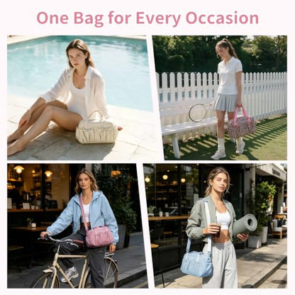 ECOHUB Small Gym Bag for Women, Mini Duffle Bag Pink Leopard Print - color: Pink Leopard Print