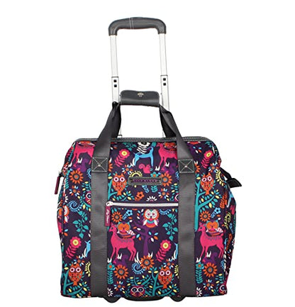 Lily Bloom Designer Under the Seat Tote Cabin Luggage Collection - 15 Inch Patterned Carry on Bag For Women - Lightweight Suitcase with 2 Rolling Wheels (Wildwoods) - color: Wildwoods