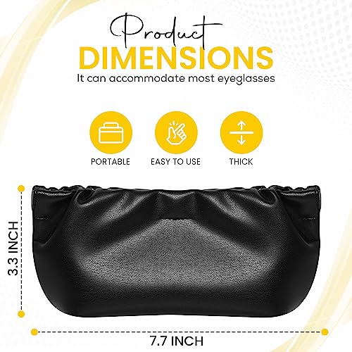 Squeeze Top Sunglass Pouch - Portable Sunglass Organizer Pouch Bags Soft PU Leather Glasses 2 Pack - color: Black