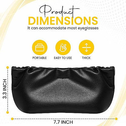 Squeeze Top Sunglass Pouch - Portable Sunglass Organizer Pouch Bags Soft PU Leather Glasses 2 Pack - color: Black