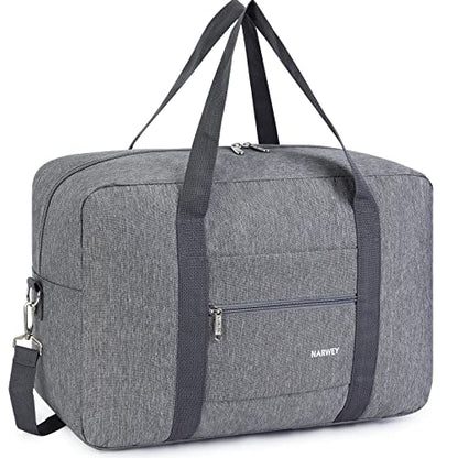 Narway Personal Item Travel Bag, Carry on Foldable Duffle Bag for Women Men - color: ZA-Thick Grey