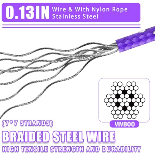 0.13IN Security Steel Cable Bike Lock Cable - color: Purple, size: 4ft（2Pack）