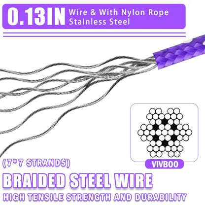0.13IN Security Steel Cable Bike Lock Cable - color: Purple, size: 4ft（2Pack）