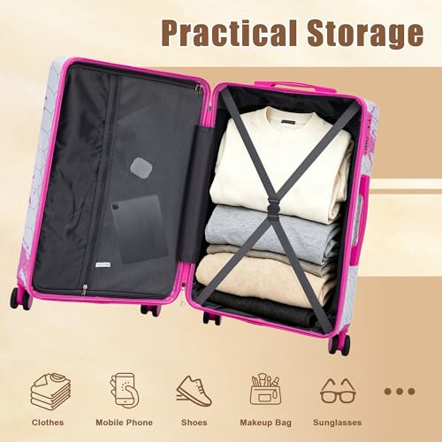 28 Inch Large PC Hard Shell Suitcase, Pink - color: Pink 28inch
