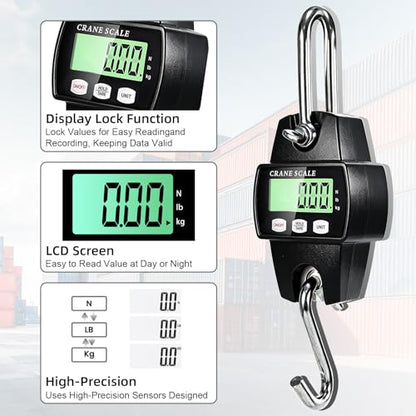 Digital Hanging Scale, 1100lb/500kg Crane Scale, Handheld - color: Black-1100lb