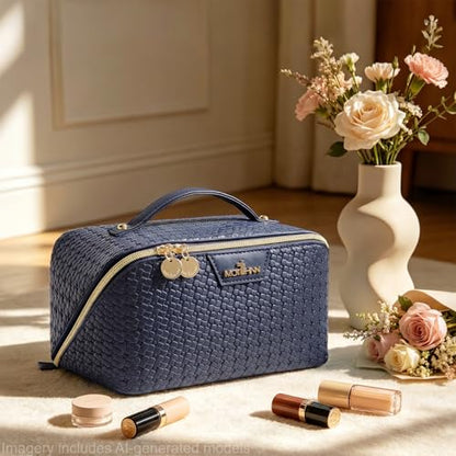 Travel Makeup Bag Organizer, Makeup Travel Bag, 3-Piece Set, Blue - color: 02Blue