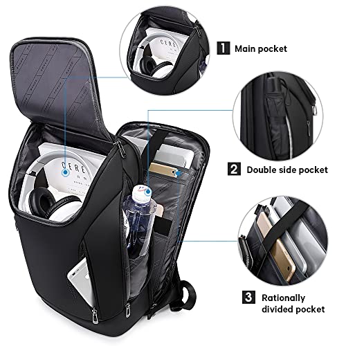 BANGE Business Smart Backpack Waterproof fit 15.6 Inch Laptop Backpack with USB Charging Port,Travel Durable Backpack - color: Black, size: Large