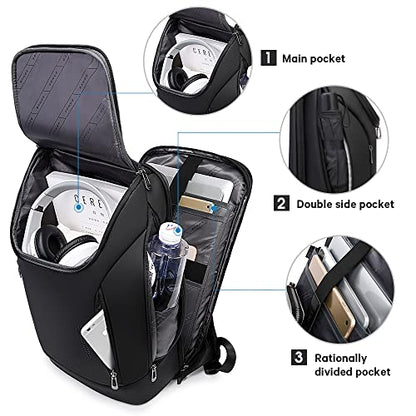 BANGE Business Smart Backpack Waterproof fit 15.6 Inch Laptop Backpack with USB Charging Port,Travel Durable Backpack - color: Black, size: Large