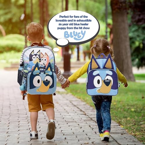 Bluey 4 Piece Backpack Set for Pre School Girls & Boys, Kids 16" School Bag - color: Bluey