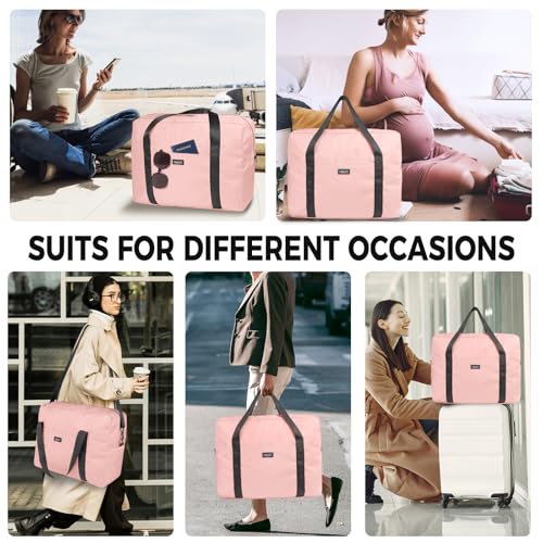 For Frontier Airlines Personal Item Bag 18x14x8 Travel Duffel Bag Carry on - color: Pink (with Shoulder Strap)