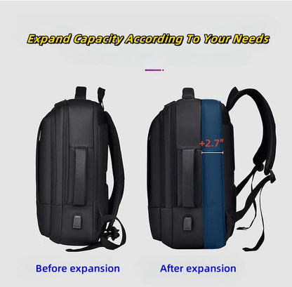17/15.6" Business laptop backpack, PU Travel backpack,carry on backpack, Expandable laptop backpack Women Men,college backpack (02#updated, Green) - color: 02#green, style: 02#updated