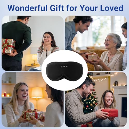 Bamboo Cotton Sleep Mask with Bluetooth Headphones, 100% Blackout, Black - color: Black