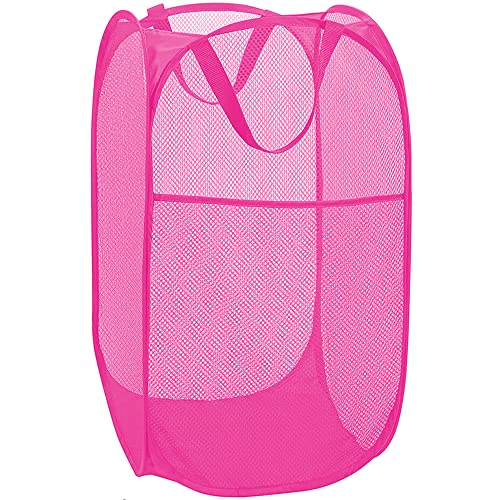 Deluxe Strong Mesh Pop up Laundry Hamper Basket with Side Pocket for Laundry Room, Bathroom, Kids Room, College Dorm or Travel Blush - color: Blush