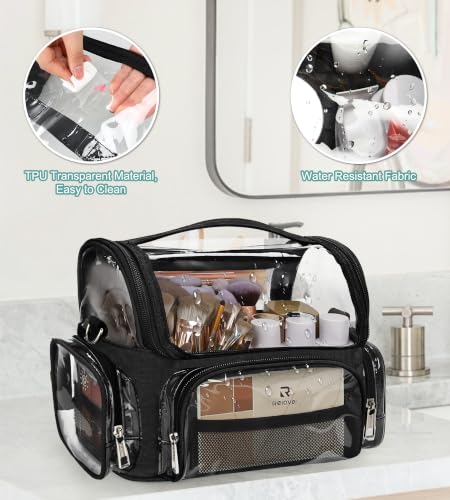 Professional Makeup Brush Bag With 2 Mini Pouches Makeup Brush Holder - color: clear with 2 small bags, size: S