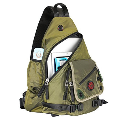 Large Sling Bag Laptop Backpack Cross Body Messenger Bag Shoulder Travel Rucksack (A-Green) - color: A-green