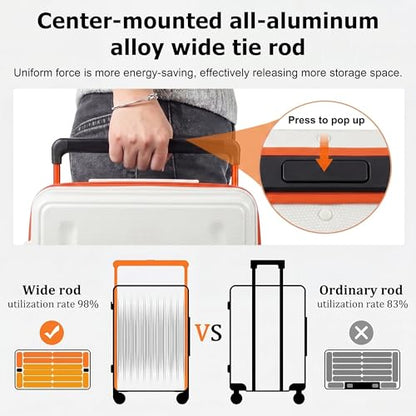 3 Piece Luggage set,Wide Handle Suitcase Set w/TSA LOCK - color: Beige, size: 3-Piece Set (20"/26"/30'')