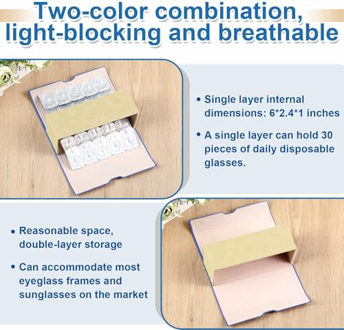 Flutesan 2 in 1 Daily Contact Lens and Glasses Organizer Case, Blue - color: Blue