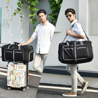 Dimayar 85L Foldable Duffle Bag for Travel, Lightweight Weekender Bags - color: Black, size: 85L