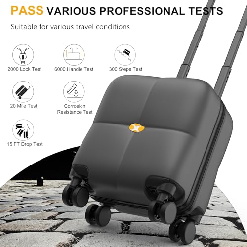 MGB 14 Inch Underseat Carry On Luggage with Wheels, Charcoal Gray - color: Black