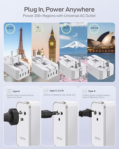 EPICKA Air 40W Universal Travel Adapter PD&QC with 1AC/3USB-C/1USB-A - style: 40W-White