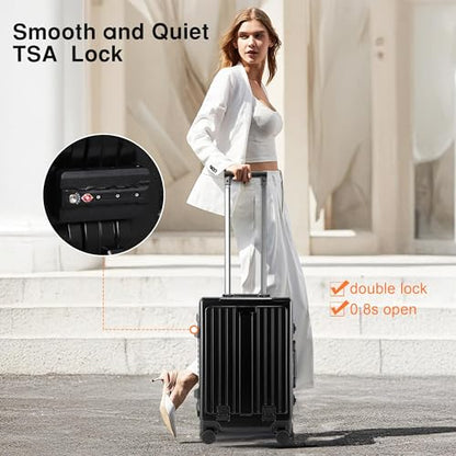 VentureVault Zipperless 24 Inch Luggage With Wheels,Aluminum Frame, Black - color: Black, size: 24 inch