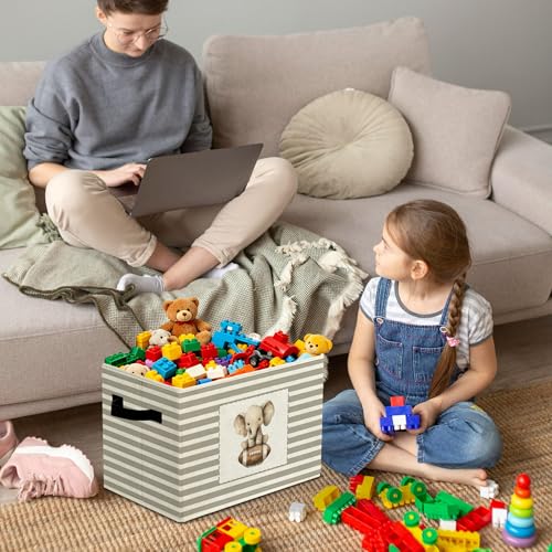 Rustic Elephant Football Storage Bins Boxes Handles - color: 021