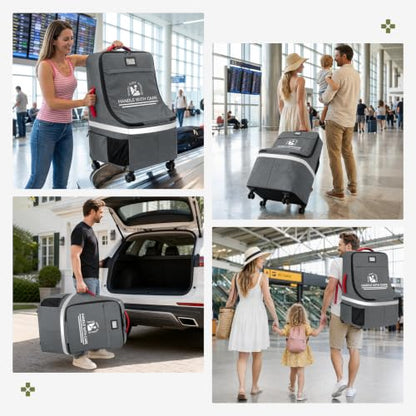RAINSMORE Padded Car Seat Travel Bag for Airplane with Spinner Wheels - color: Grey