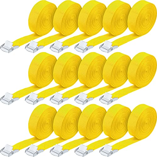 Riakrum 16 Feet 15 Pcs Lashing Straps with Buckles, Adjustable, Yellow - color: Yellow, size: 16 Feet