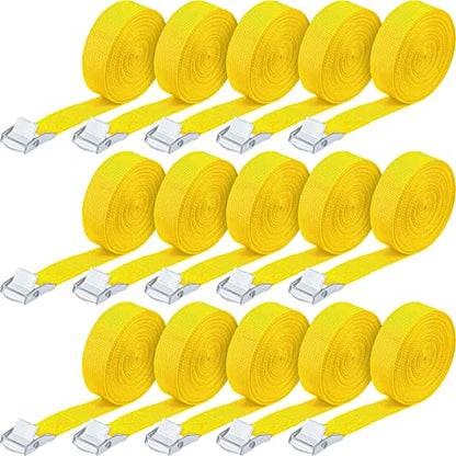 Riakrum 16 Feet 15 Pcs Lashing Straps with Buckles, Adjustable, Yellow - color: Yellow, size: 16 Feet