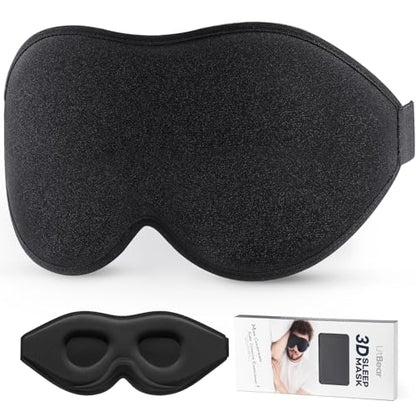 LitBear Sleep Mask for Side Sleeper Women Men, Eye Mask for Sleeping - color: Black