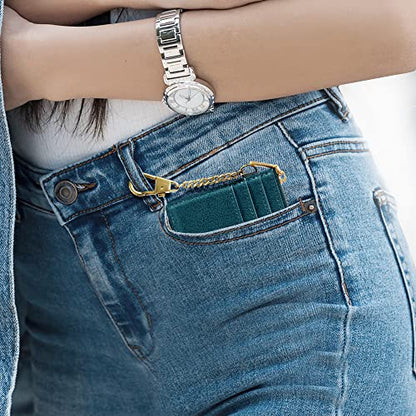SEAVILIA Credit Card Holder Small Keychain Wallet for Women RFID Blocking - color: Peacock Blue