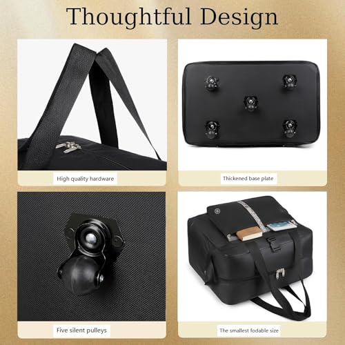 42 Inch Expandable Large Travel Duffel Bag with 5 360° Spinner Wheels & Security Lock & 2 Straps- Oxford Cloth Waterproof Lightweight Foldable Suitcase, Collapsible Luggage with Shoulder Strap, Black - color: Black with Lock & 2 Straps
