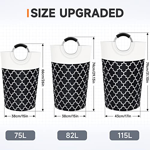 Large Laundry Basket, 115L Tall Collapsible Hamper with Handles, Black - color: Black, size: 115l