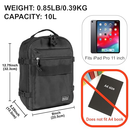 Child's Travel Backpack for Ages 3-6 | Lightweight Suitcase Style Carry-On | 10L Weekender with Tablet Sleeve & Chest Strap | All Black - color: All Black