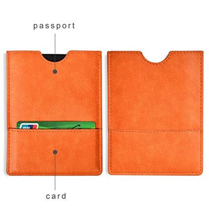XEYOU Passport Holder Sleeve Case Travel Passport Pouch Wallet - color: Orange