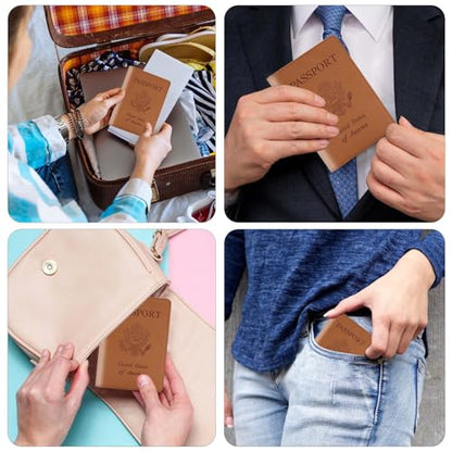 Cnycmy Passport Holder for Travel,Passport Cover Case with RFID - color: Simplicity-Brown
