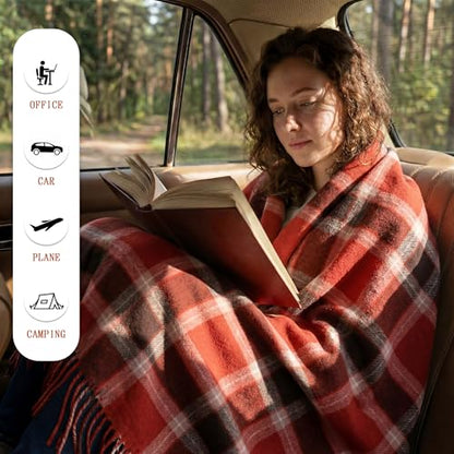 Soft Pure Wool Throw Blanket, Lightweight Warmth, Red, 55"x83" - color: Cherry Cocoa, size: Standard (1.5 lbs)