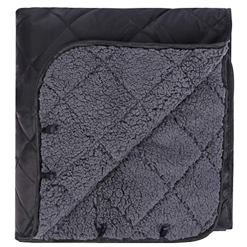 REDCAMP Large Camping Blanket with Sherpa Lining, Black 79"x79" - color: Black, size: 79"x 79"