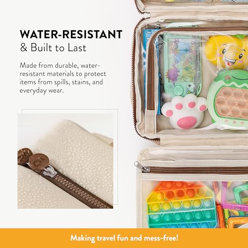 Mothercould Large Kids Travel Organizer, Hanging Bag With Hook, Beige - color: Beige, size: Large