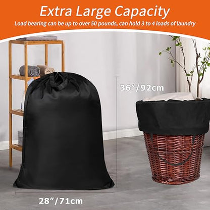 Polecasa Extra Heavy Duty X-Large Laundry Bag with Handles, Black, 28x36" - color: Black, size: 28" x 36" | 1 Pack