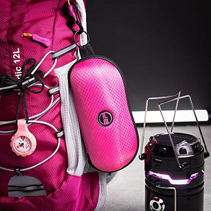 BLUPOND Sunglasses Case Semi Hard EVA Shell with Metal Hanging Hook Belt Clip Sun Glasses Storage - color: Pink/Pink
