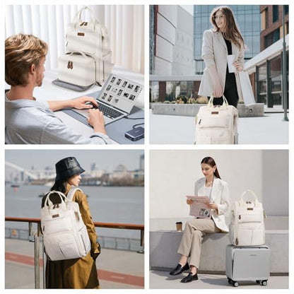 Maelstrom 15.6-17.3" Laptop Backpack with Lunch Box, Work Bag for Women Men - color: Beige